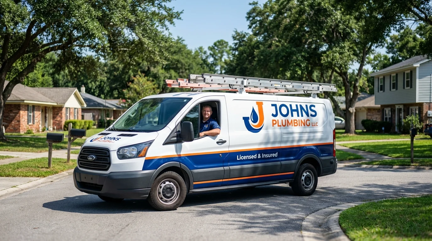 Johns Plumbing LLC service van in Winchester, CA